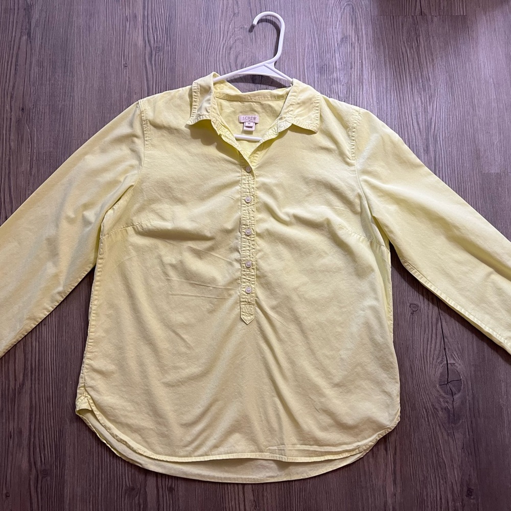 J. Crew Cotton Size M Lemon Yellow Button-Front Tunic - Picture 2 of 8